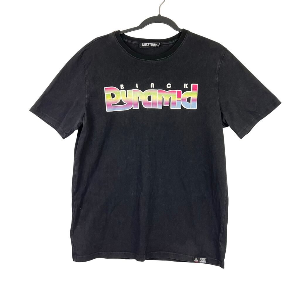 VTG BLACK PYRAMID GRAPHIC T-SHIRT MEN LARGE CREWNECK Heavy COTTON CASUAL SKATER